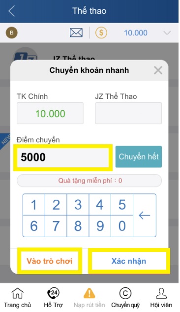 Điền vào số điểm muốn chuyển - denchmusic.io